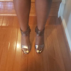 Dark Silver/Pewter High Heel Open Toe Sandals
